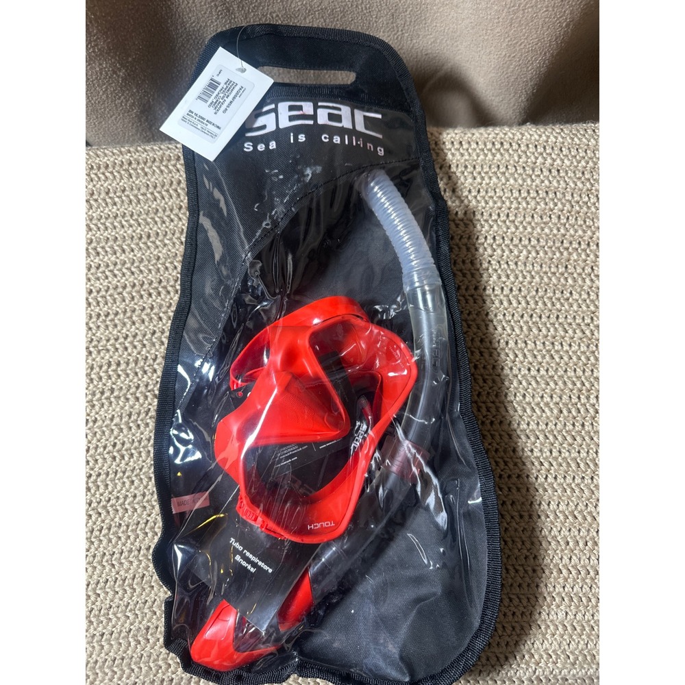 SEAC Touch Snorkeling Set Red Diving Mask and Snorkel with Carrying Bag NEW